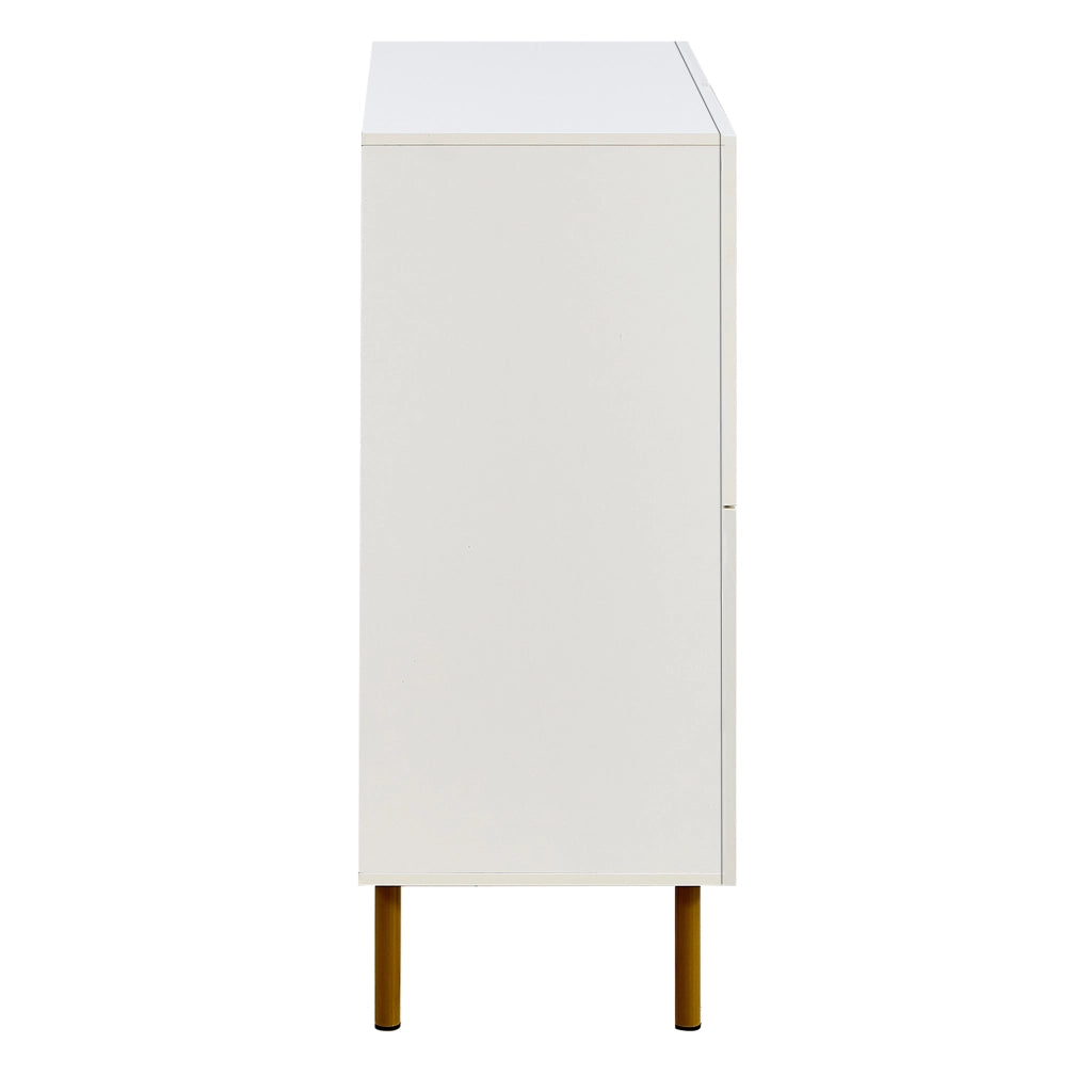 Credenza e madia bianca con maniglie in lega di zinco e gambe in acciaio, per soggiorno e ingresso, 80 × 36 × 90 cm