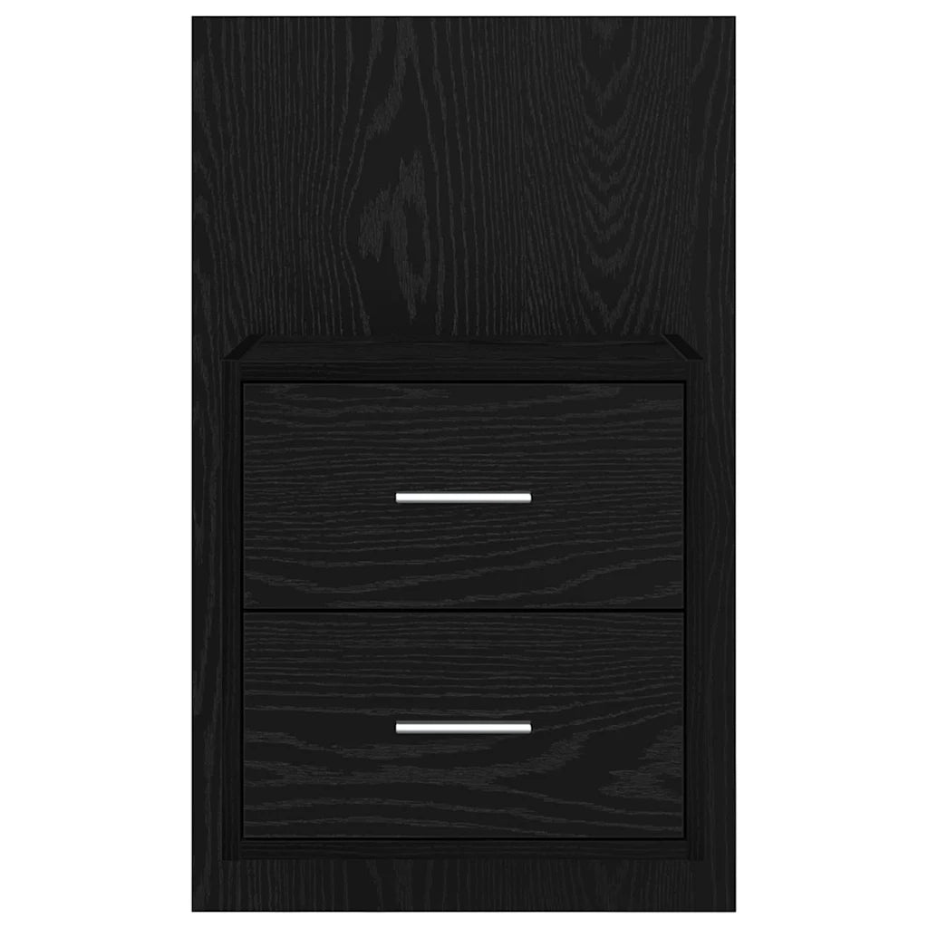 Mobiletto da comodino a parete con cassetto 2 pcs Rovere Nero 880488