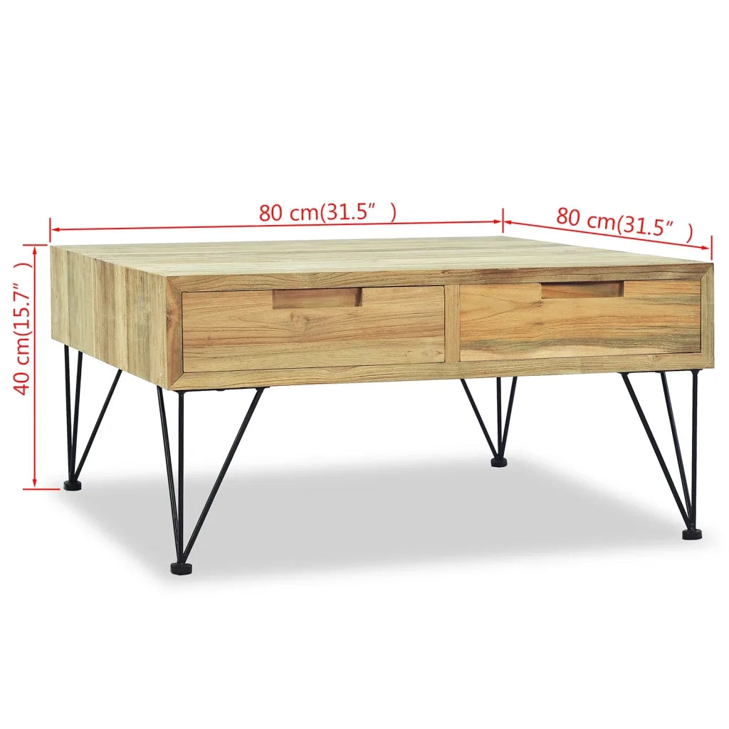 Tavolino da CaffÃ¨ 80x80x40 cm in Legno Massello di Teak cod mxl 59376