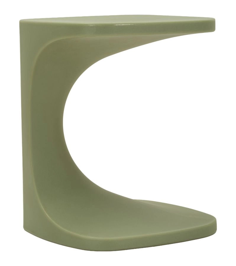 Tavolinetto Ibiza Verde in Polietilene CM 42x42x52 - Tavolino da Appoggio Moderno a Forma d'Arco, Colore Verde - Collezione Ibiza