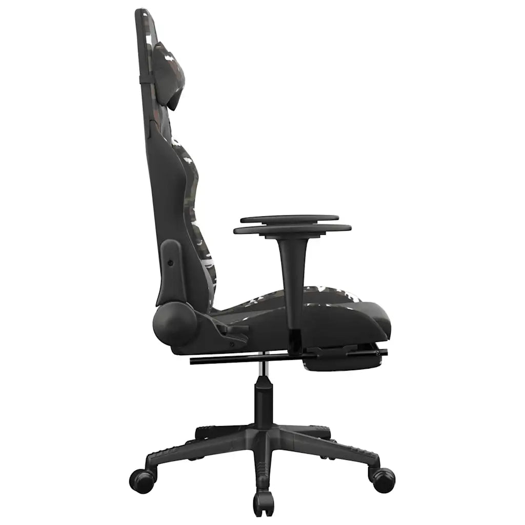 Sedia Gaming | Sedia da e-sports Massaggio Poggiapiedi Nero e Mimetico Similpelle