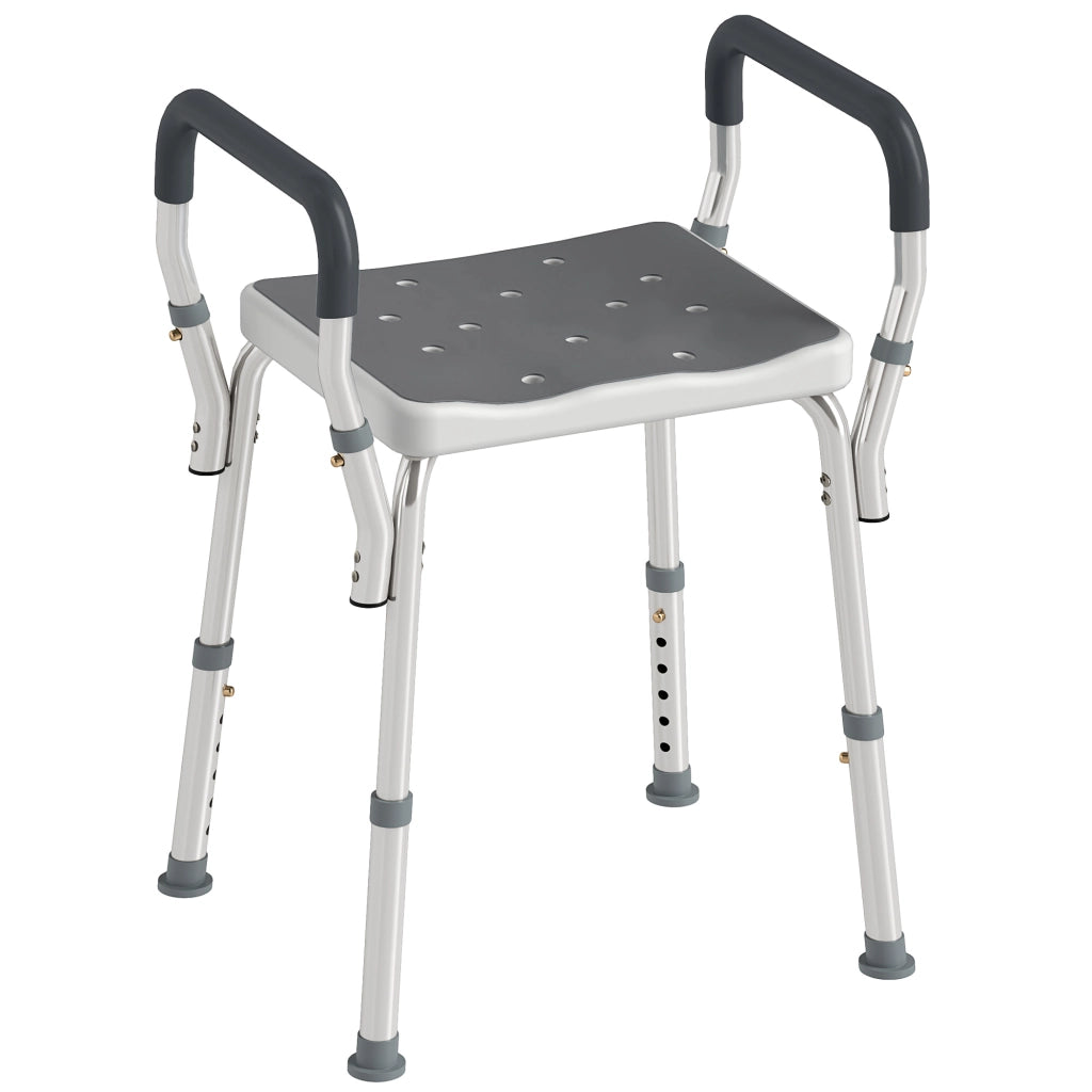 Sgabello da doccia regolabile ¨C zephmum ¨C bianco grigio 52x45x69 cm