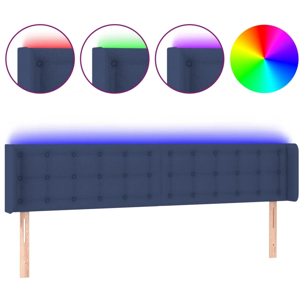 Testiera a LED Blu 163x16x78/88 cm in Tessuto 3123682
