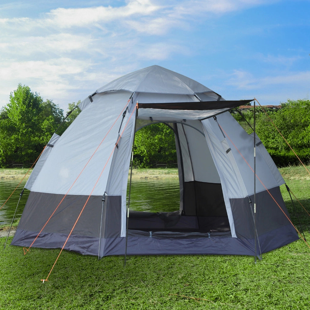 Tenda da Campeggio 2 Posti ¨C Zephmum ¨C Grigia Nera Acciaio Fibra di Vetro