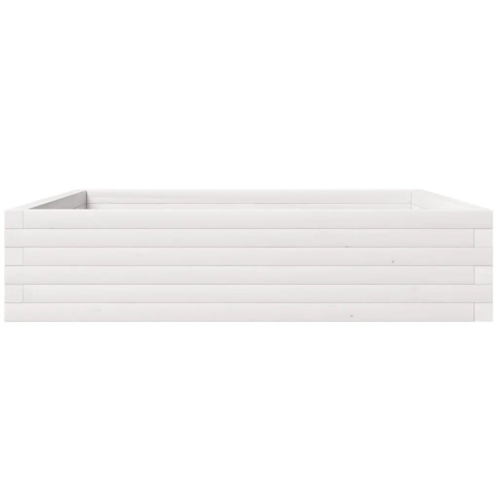 Fioriera da Giardino Bianca 100x100x23 cm Legno Massello Pino