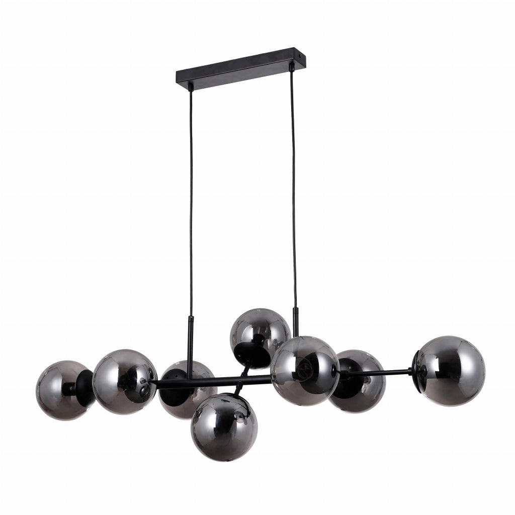 Italux Molite lampadario industriale nero 8xE14 vetro