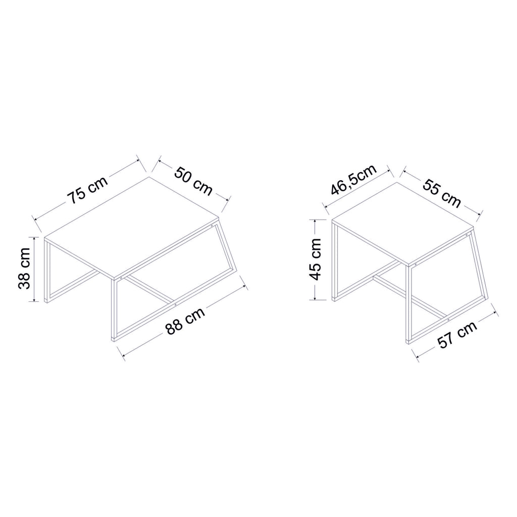 Urbania, Tavolino da Salotto Modulabile, 75x50x38h cm Bianco