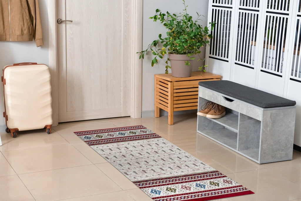 Tappeto Arredo Moderno Morbido in Ciniglia Ingresso Antiscivolo Prodotto Italiano  Soggiorno Camera Salotto Disegni Piazzati Cotone Varie Misure Grande Loom/Rosso - 140x200 cm