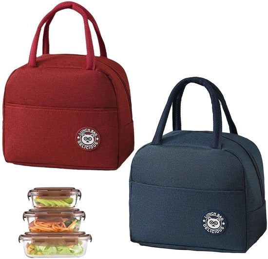 Set da viaggio 2 pezzi, borsa pranzo isolata, borsa da picnic portatile, borsa isolata pieghevole, contenitore da picnic termico, borsa da picnic isolata con rivestimento di pellicola per ufficio e picnic all'aperto