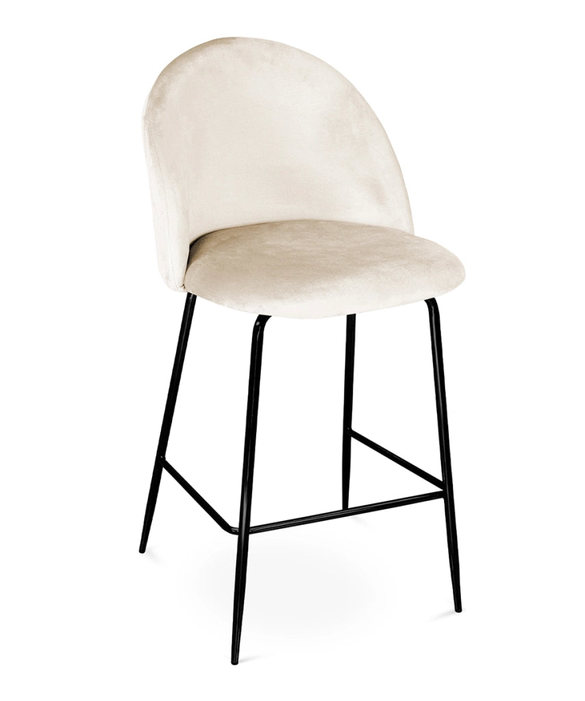 Sgabello cucina imbottito, sgabello alto in velluto beige piede nero – Nicole - SG11NIPN