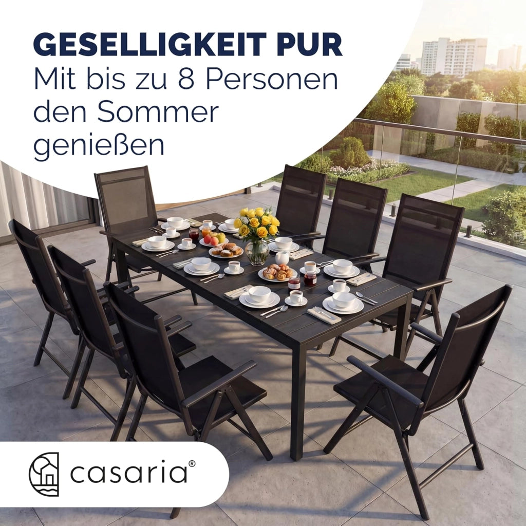 Tavolo e Sedie da Giardino Alluminio 4 +1 Tavolo WPC 80x80 cm Mobili Esterno Grigio