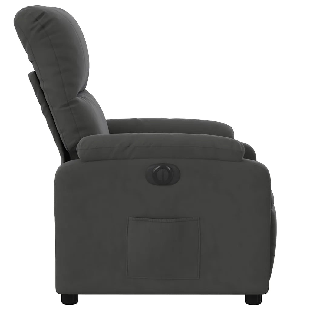 Divano Sedia-Poltrona Reclinabile Elettrica Grigio Scuro Tessuto Microfibra 616854