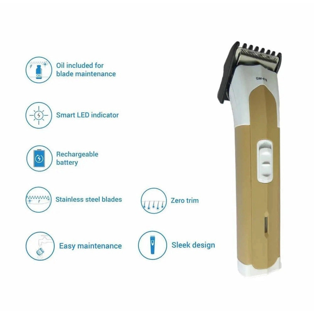 Trade Shop - Tagliacapelli Barba Trimmer Elettrico Ricaricabile Professionale Gm676 A Batteria -