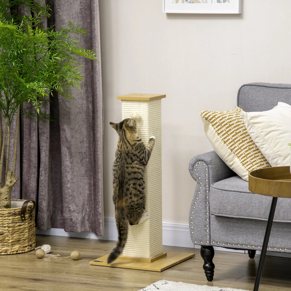 Albero tiragraffi per gatti con giocattoli ¨C Minimal ¨C Beige 38x38x80