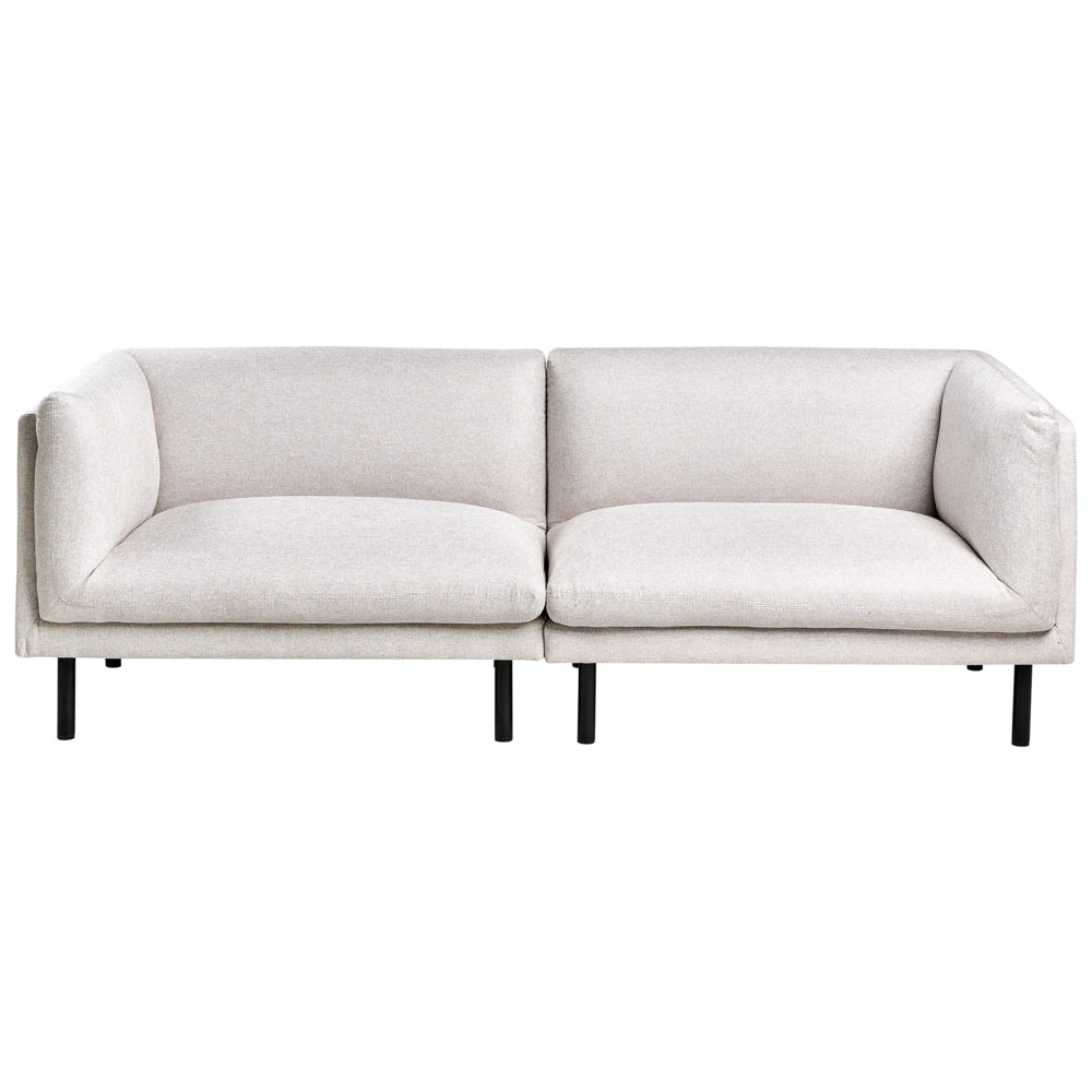 Divano a 3 posti imbottito in tessuto beige chiaro legno gambe nere imbottito da salotto