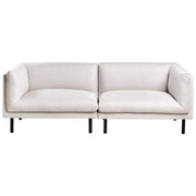 Divano a 3 posti imbottito in tessuto beige chiaro legno gambe nere imbottito da salotto