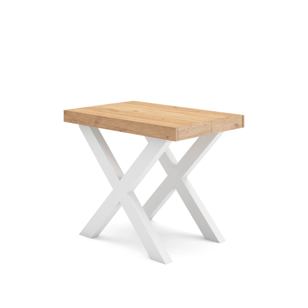 Consolle allungabile, 58 fino 222x90x73cm, Per 10 persone, Gambe in legno, colore Rovere RF2798