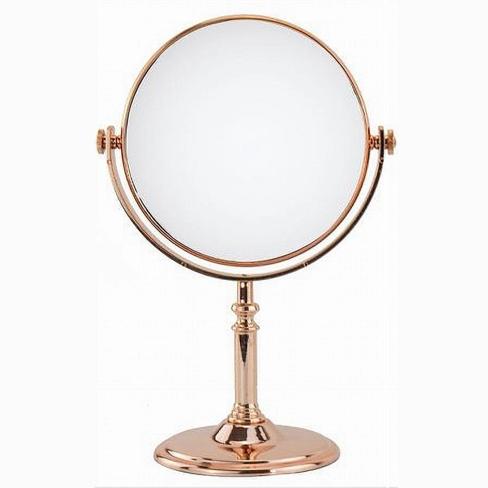 Trade Shop - Specchio Da Tavolo Make Up Trucco Accessorio Bagno Oro Rosa Donna 6" 27cm 69414 -