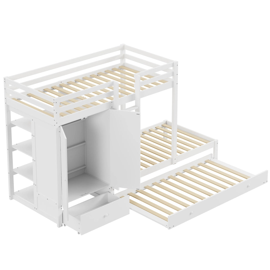 LETTO A CASTELLO con letto estraibile 90x200 cm legno bianco