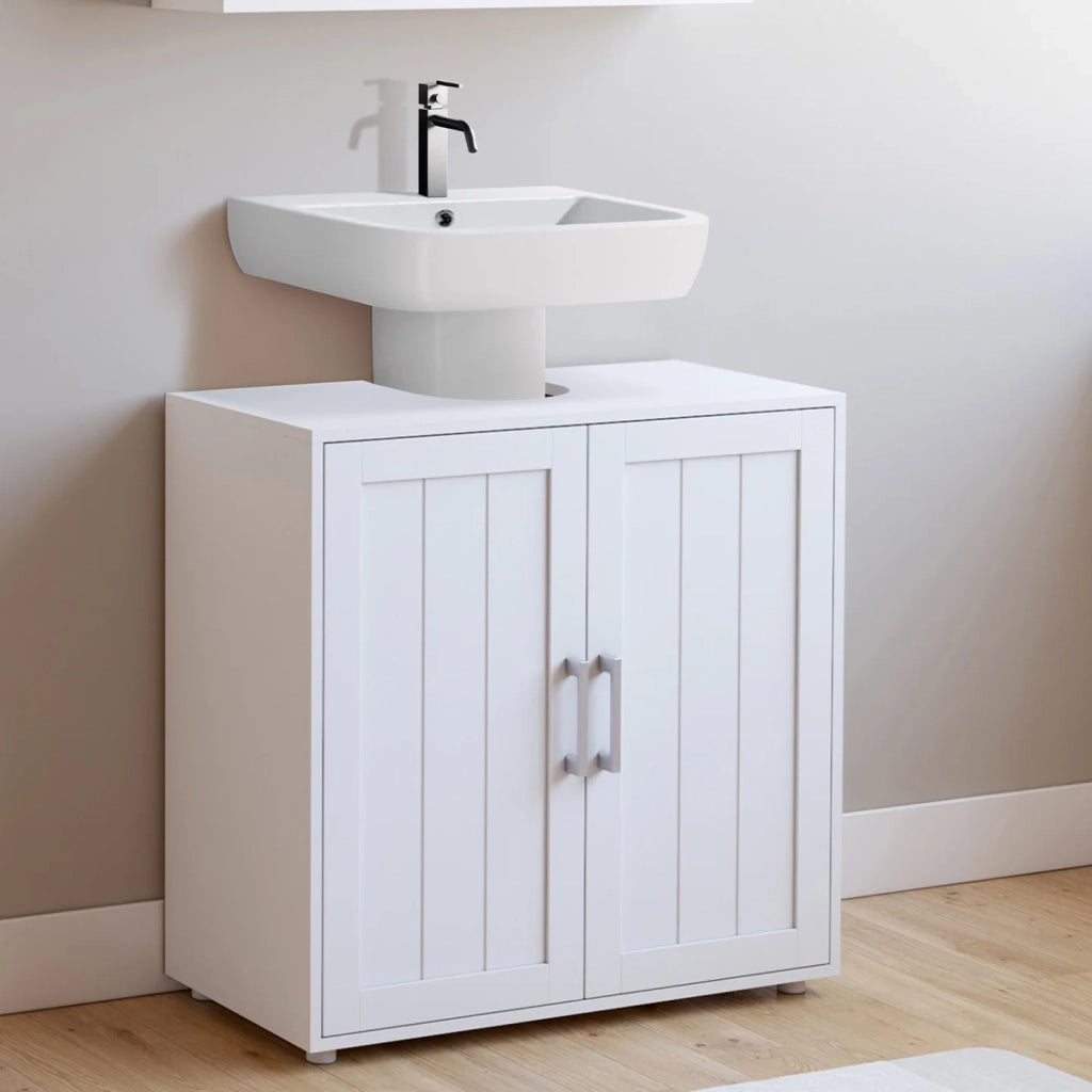 IDMarket - Mobiletto da bagno WALDO in legno bianco
