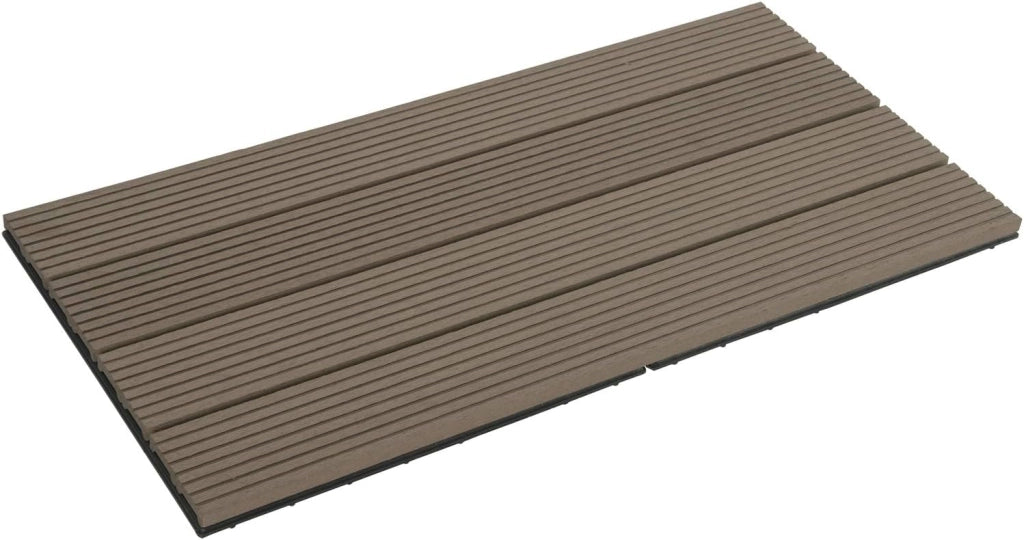 12 Pezzi Piastrella per Pavimento da Giardino Terrazza Pavimento ad Incastro per Casa Fai da Te Pavimentazione in WPC 30x60 cm Marrone