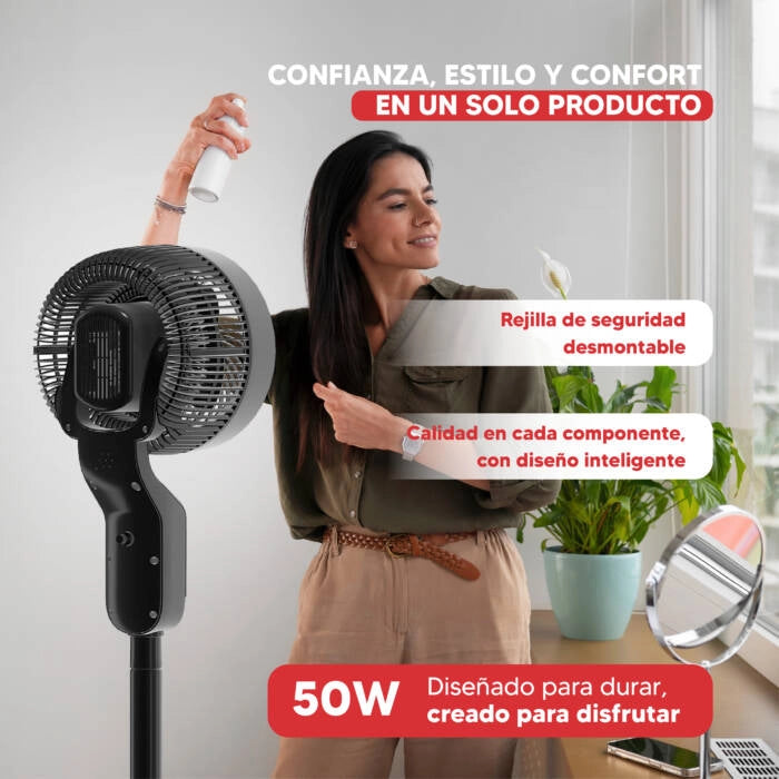 Ventilatore a colonna con telecomando 50W, oscillazione 3D e timer 12 ore, 8 velocità e display touch LED - Sogo