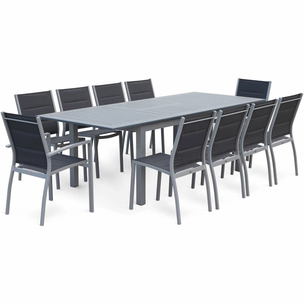 Set 2 sedie da giardino moderne in alluminio e textilene, grigio
