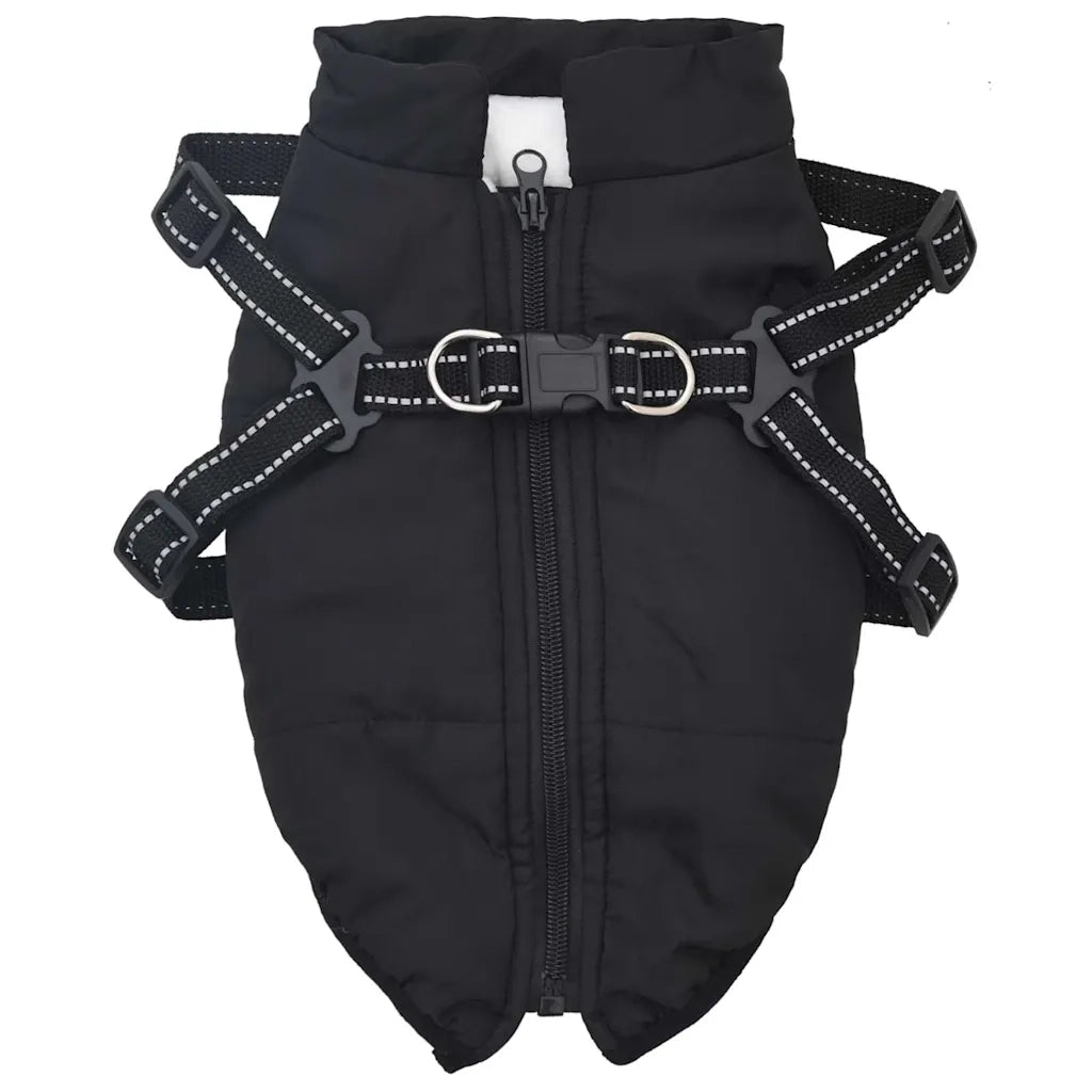 Cappotto Cani con Imbracatura Impermeabile Riflettente Nero L40 4019911