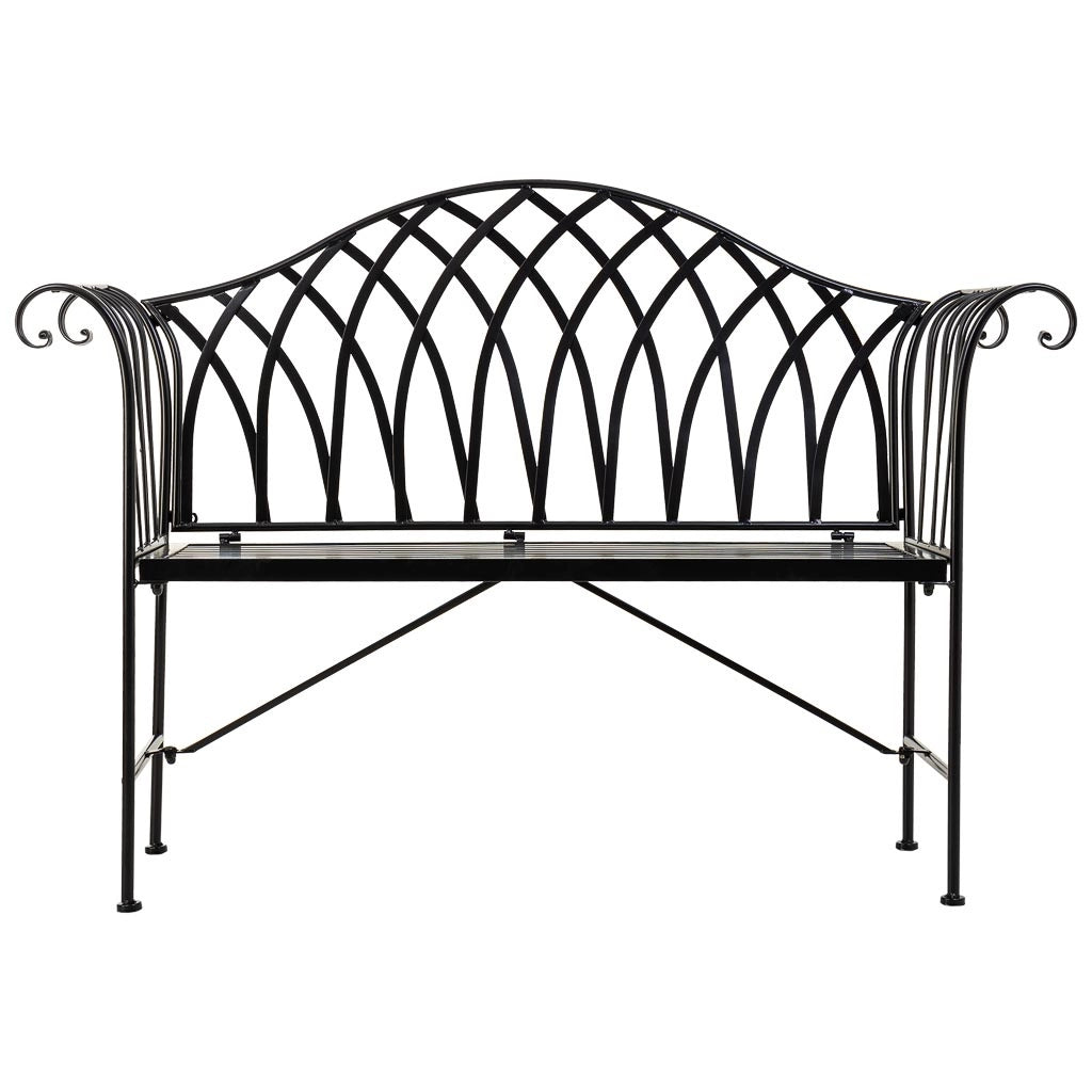 Panca in ferro battuto nera 110x50x88h