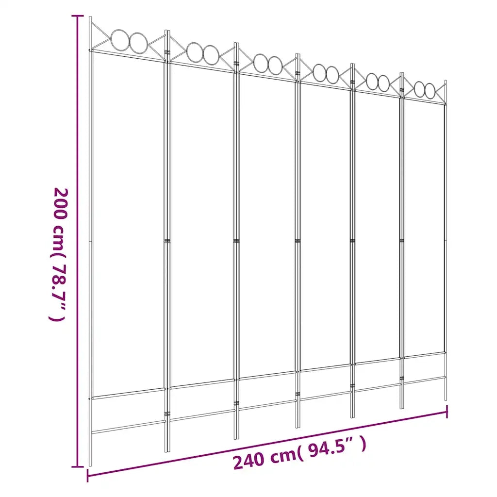Divisorio a 6 Pannelli-Set di 6 pannelli Paravento Nero 240x200 cm in Tessuto
