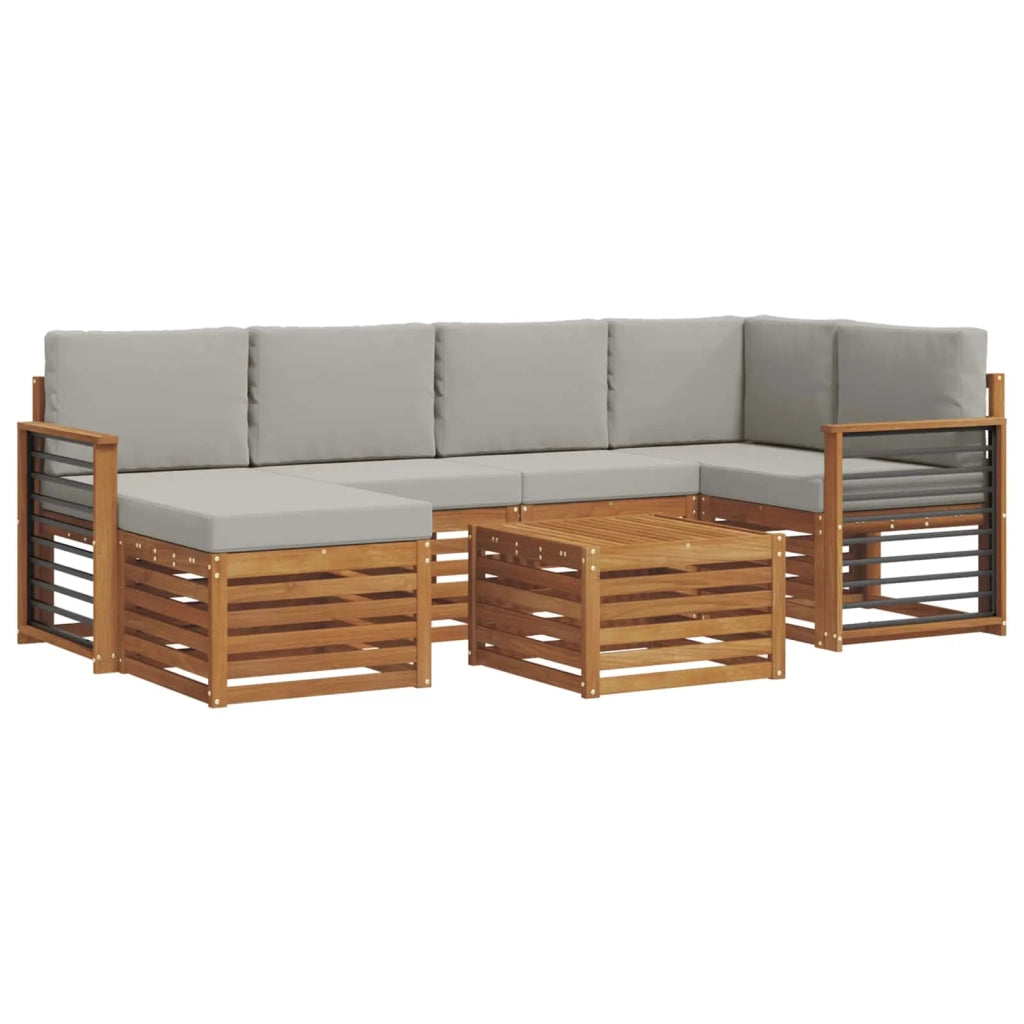 Set divano sezionale con cuscino 7 pcs Grigio Naturale e Chiaro 3375141