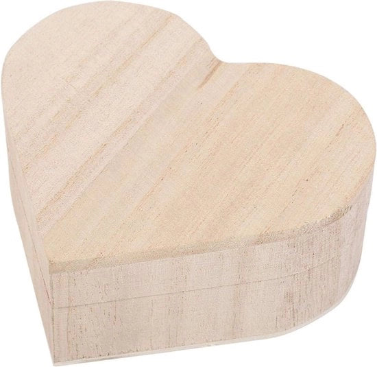 Cassa in Legno con Coperchio - Scatola di Deposito a Forma di Cuore - Scatola Decorativa per Regali - 10 x 9 x 42 Cm.