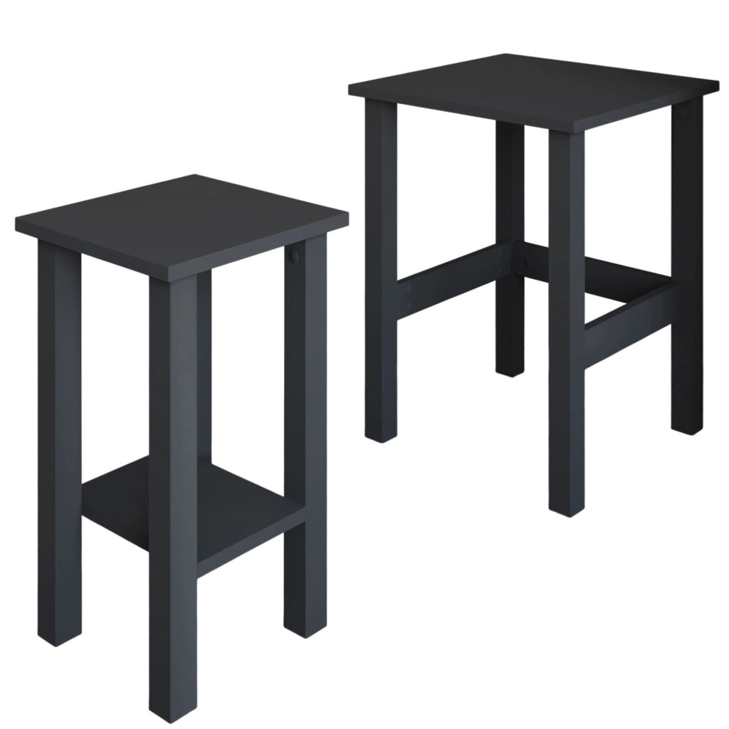 Set di 2 tavolini in legno "Gina 2" - 45 x 45 x 60 cm - Grigio antracite