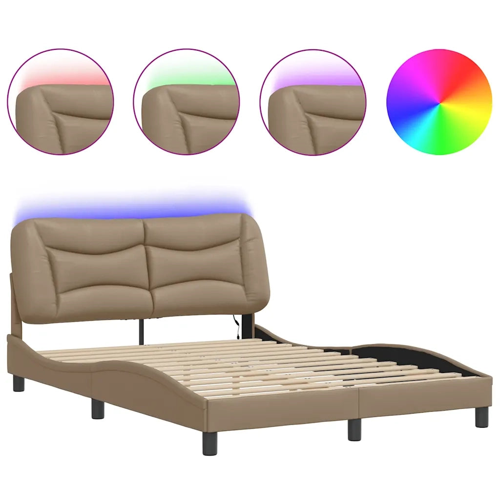 Giroletto con LED senza Materasso-Struttura Letto Hvar Cappuccino 120x200 cm