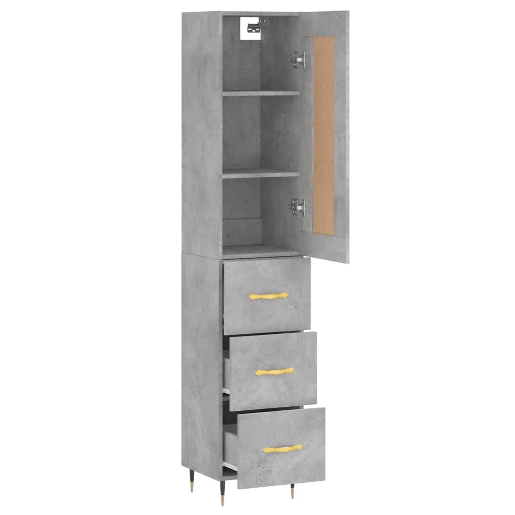 Credenza buffet cassettiera mobile contenitore organizer cucina soggiorno soggiorno alto 34,5 x 34 x 180 cm derivati ​​del legno grigio 02_0034426