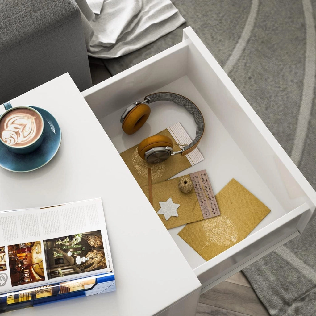 ® Comodino Set da 2 54x39x28cm in Legno 3 Cassetti Camera Letto Tavolino da Notte Comodini Bianco