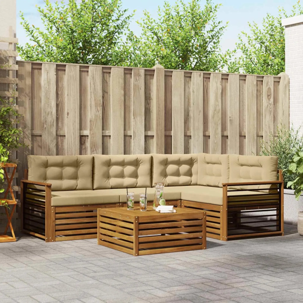 Set di divani da esterno con cuscino 5 pcs Naturale e Beige