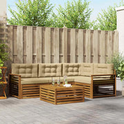 Set di divani da esterno con cuscino 5 pcs Naturale e Beige