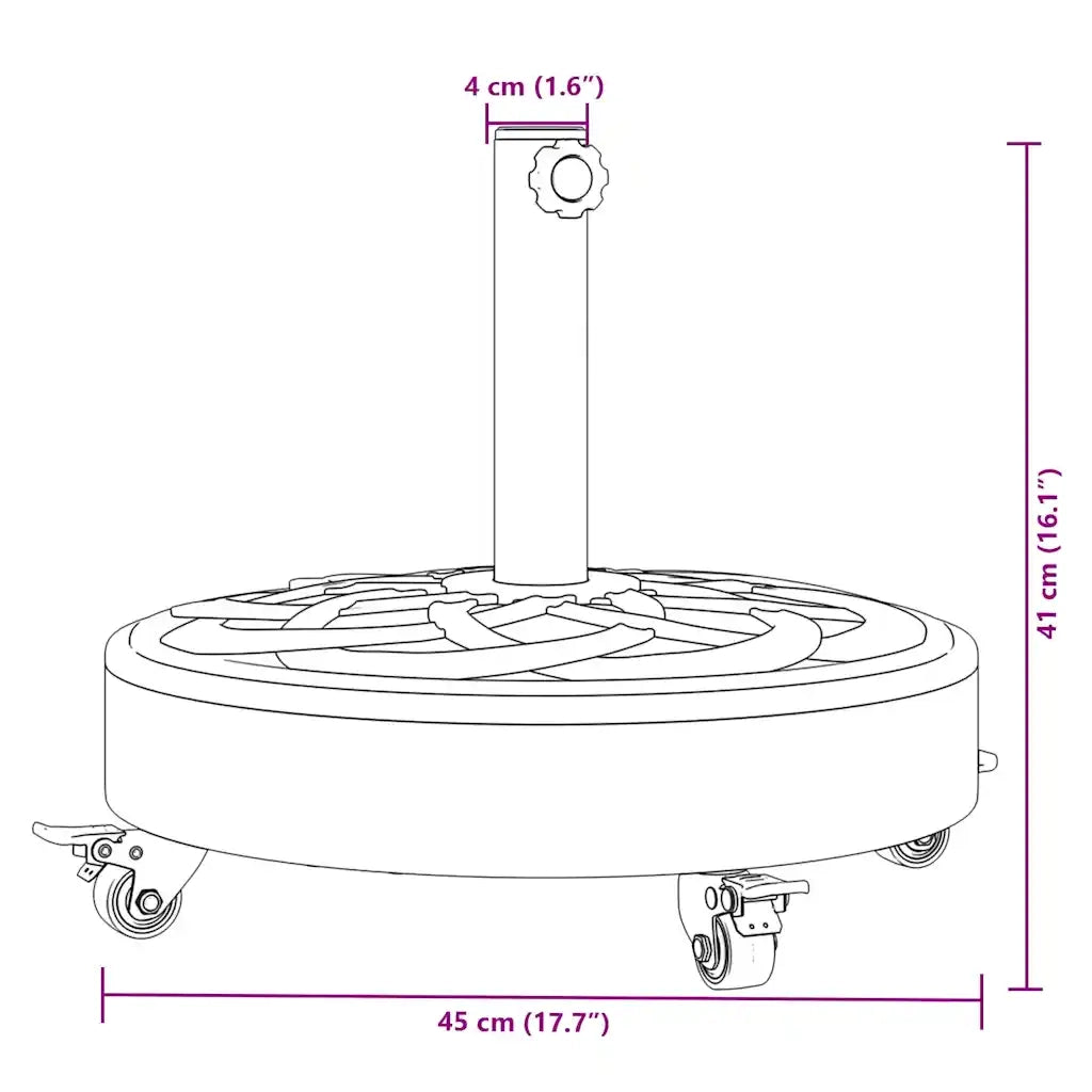 Base per Ombrellone con Ruote per Pali ?38/48 mm 27 kg Rotonda CFW1324069