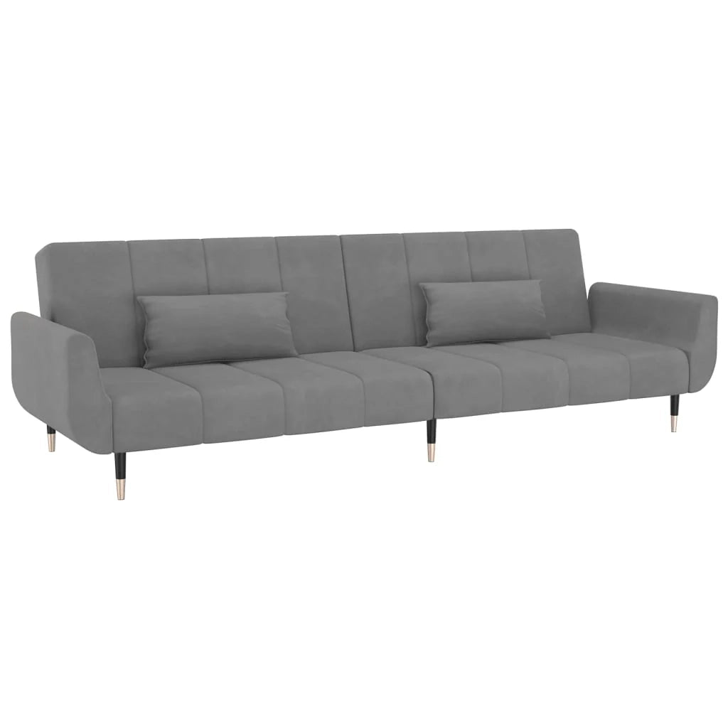 Divano letto 2 posti trasformabile soggiorno letto ospiti divano letto pieghevole per soggiorno interno casa posti a sedere con due cuscini velluto grigio chiaro 02_0020119