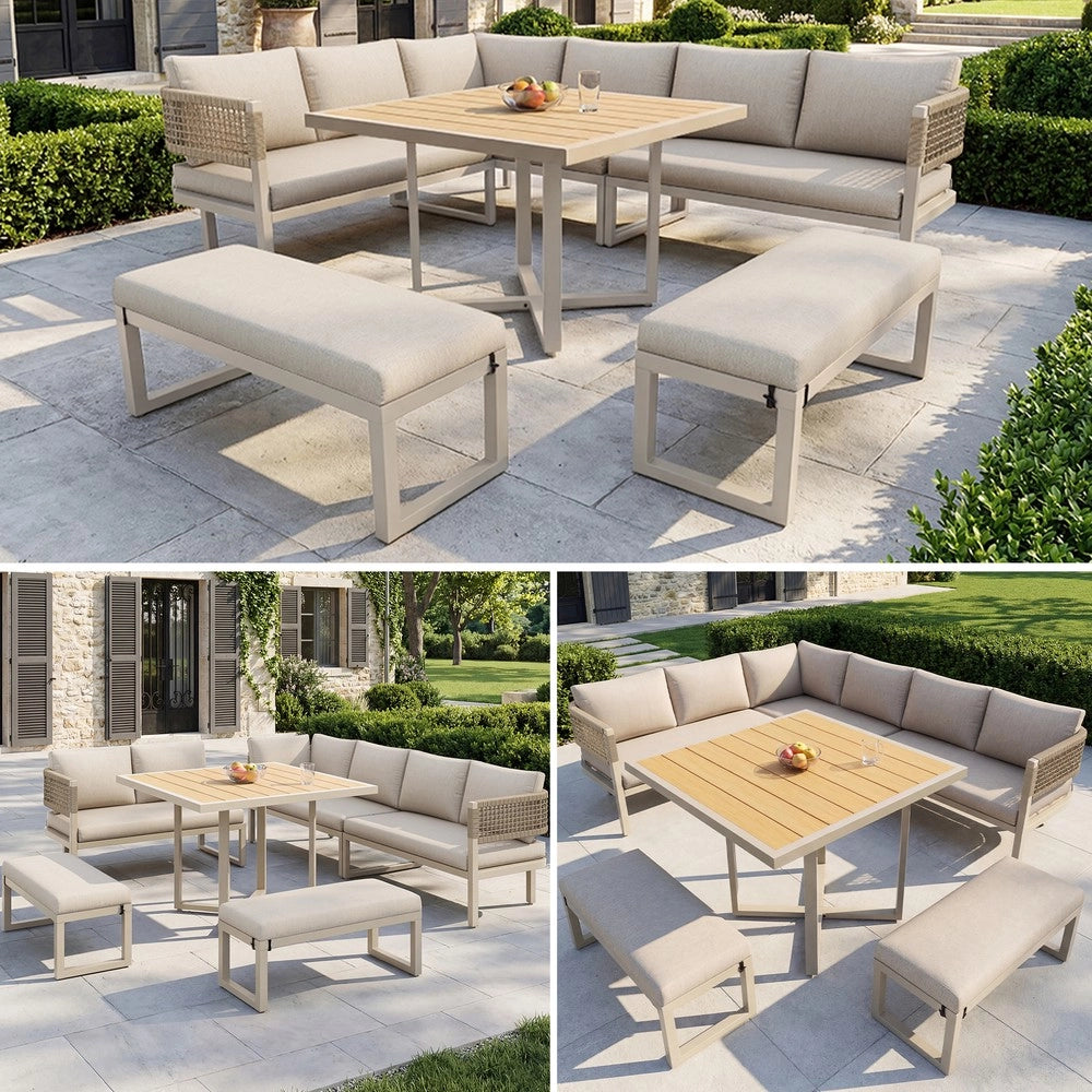 Set Divano da Giardino 8-10 Posti con Tavolo ¨C Xylo ¨C Polyrattan, Cuscini Inclusi