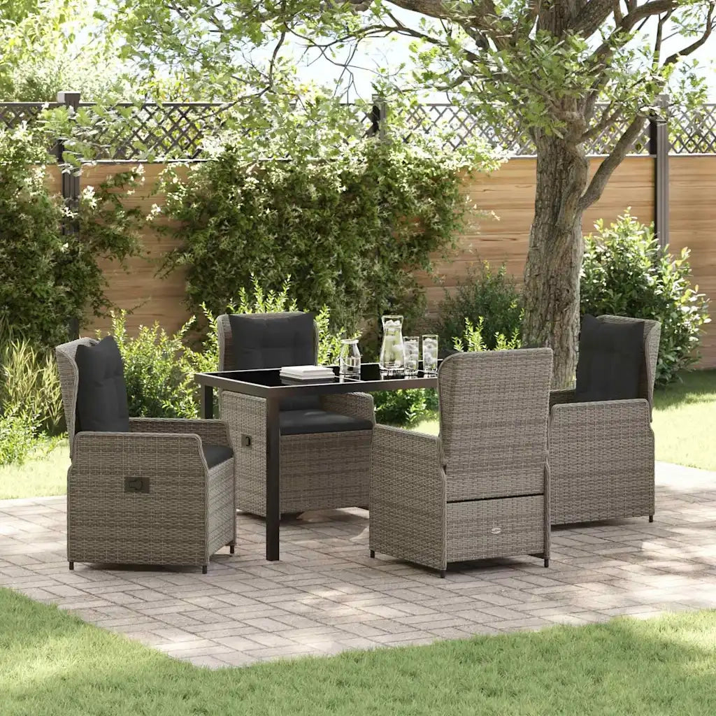 Set da Pranzo per Giardino 5 pcs Grigio polyrattan 3380955