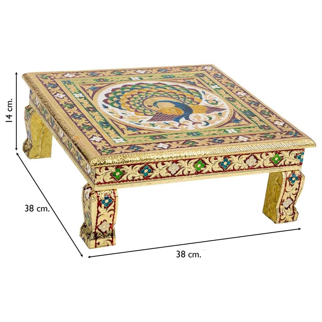 Tavolino in metallo goffrato oro 38x38x14h