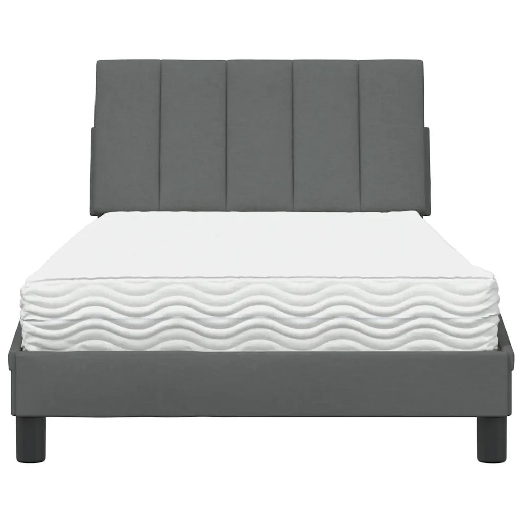 Letto con Materasso Hanko Grigio Scuro 100x200 cm in Tessuto