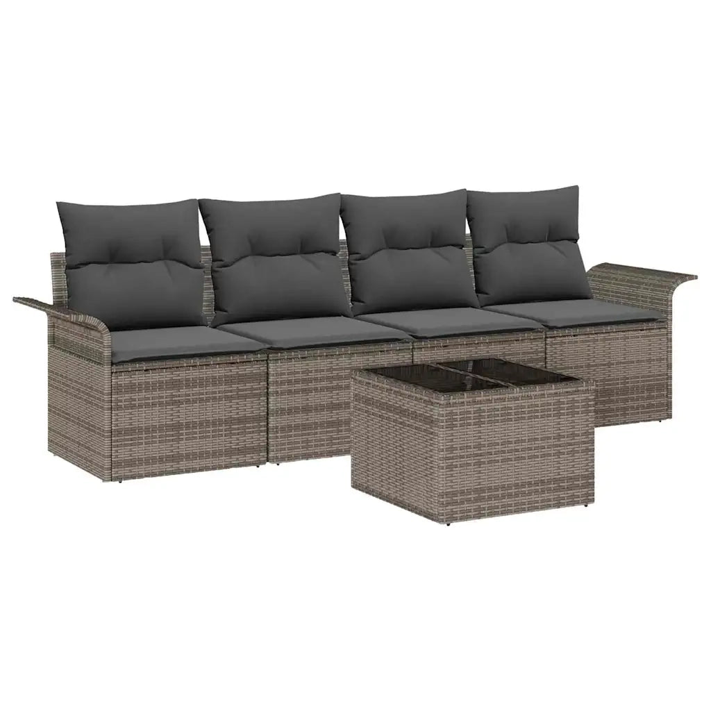 Set Divano da Giardino con cuscino 5 pcs Grigio polyrattan 3353898