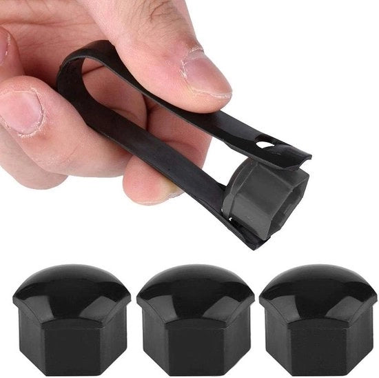 20 pezzi di copertura per cerchi in gomma auto 19mm - Nero - Protezione per cerchi esterni - Adatto per tutti i 19mm viti.