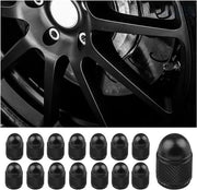 Capsotti di valvola di gomma in alluminio da 15 pezzi - Accessori antipolvere per auto, biciclette, camion, motociclette (Nero)