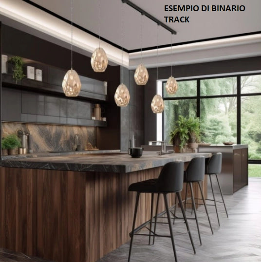 TRACK-150 B Binario bianco opaco 150cm per sospensioni con portalampade E14-E27-GU10-GX53