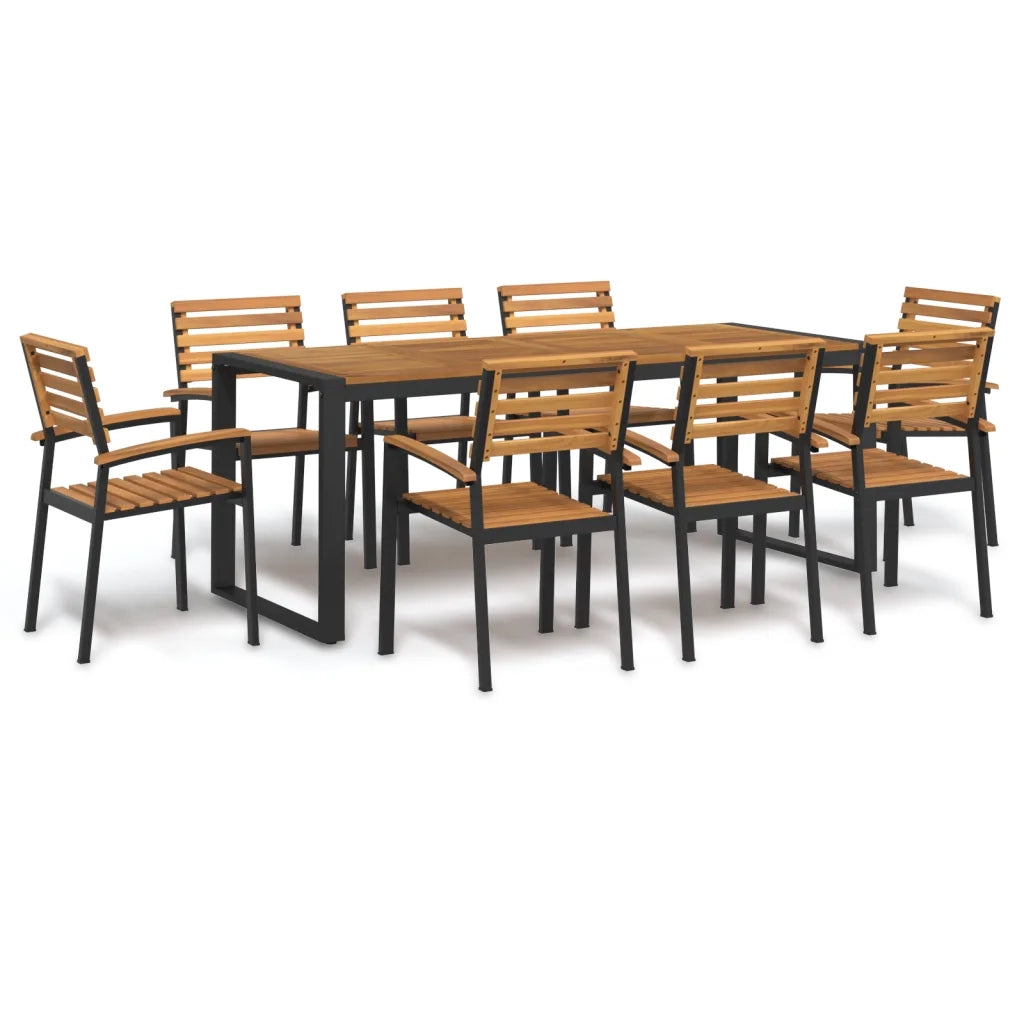 Set Pranzo da Giardino 9 pz Legno Massello di Acacia e Metallocod mxl 70264
