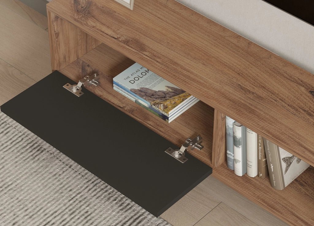 Mobile TV in legno "Ova" - 120 x 25 x 36 cm - Rovere antracite